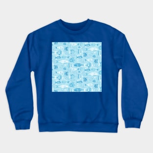 Light Blue Funky Fishes Crewneck Sweatshirt